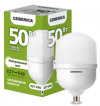 Лампа светодиодная HP 50Вт 230В 4000К E27-E40 GENERICA – №1